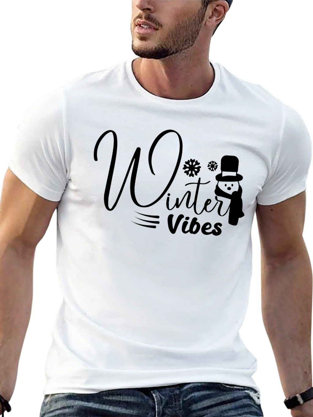 Winter Vibes Black T-Shirt