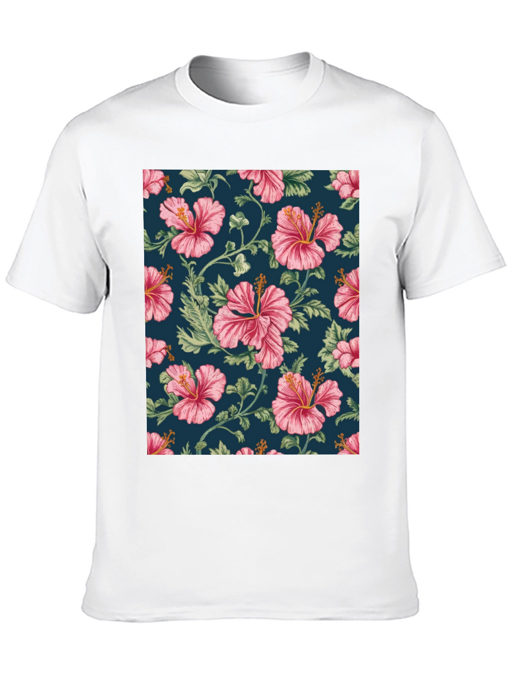 Floral Hibiscus Print Black T-Shirt