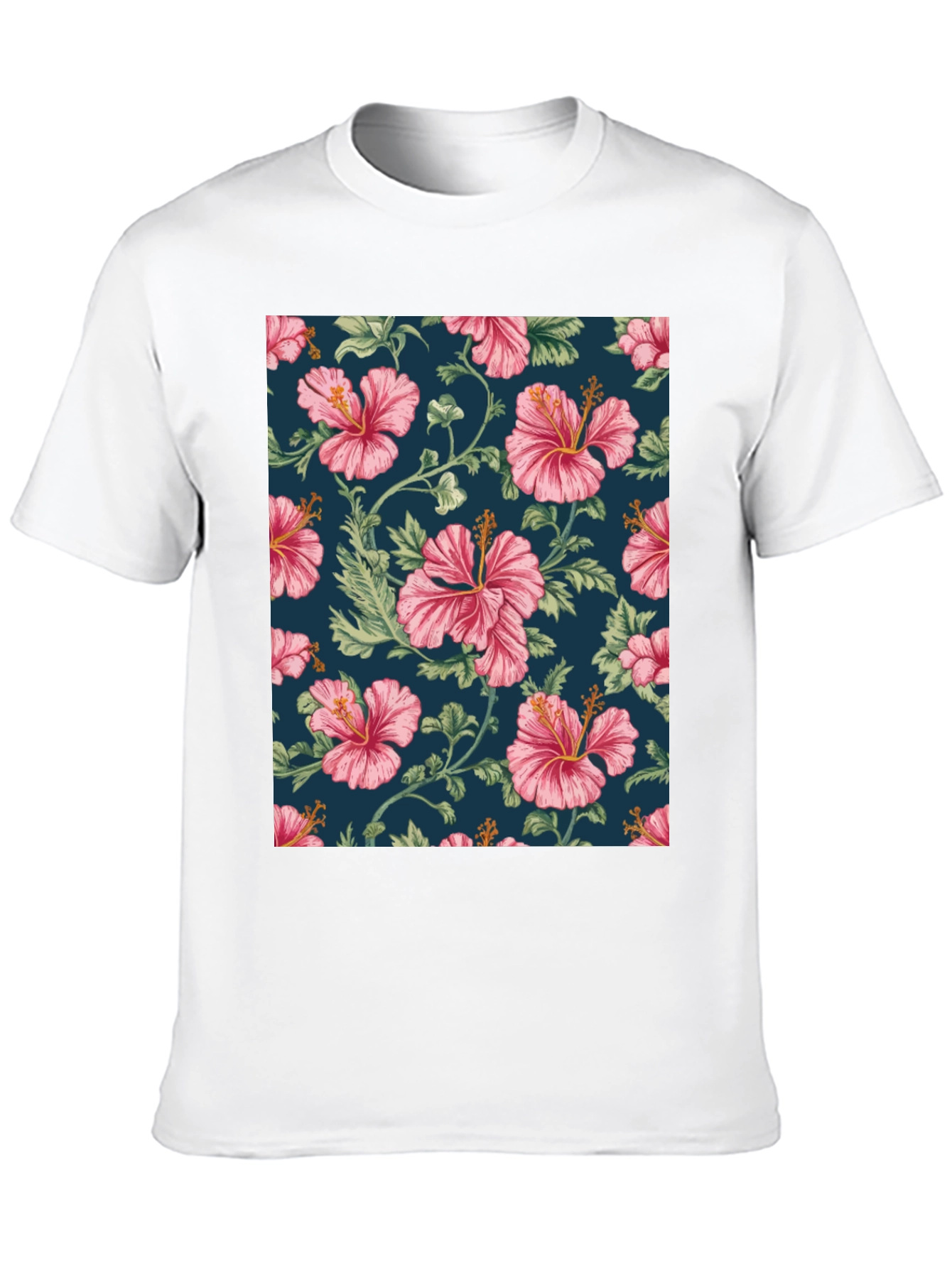 Floral Hibiscus Print Black T-Shirt