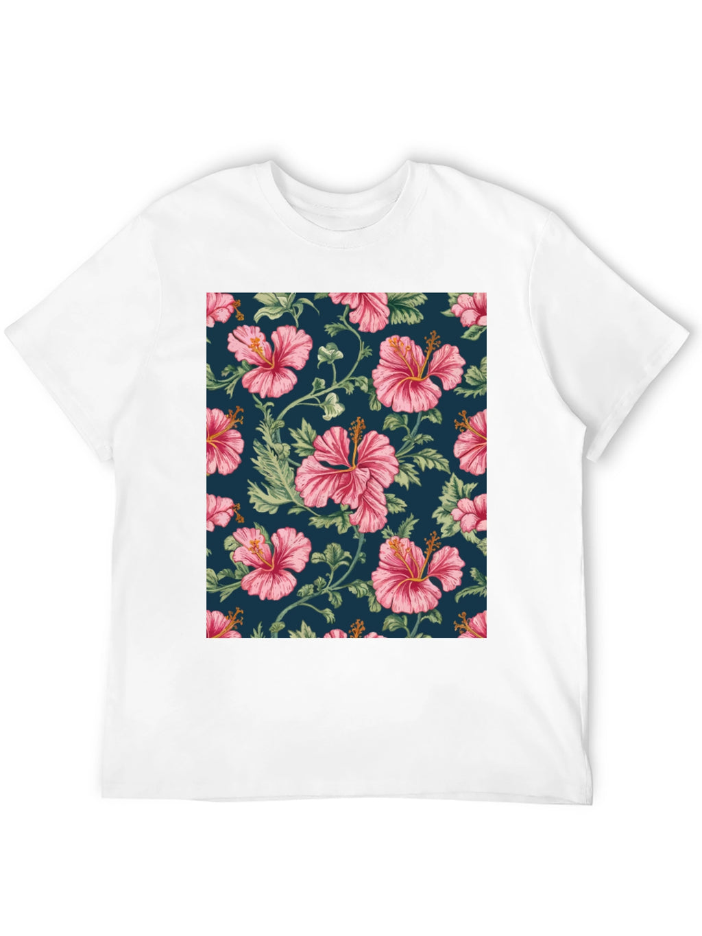 Floral Hibiscus Print Black T-Shirt