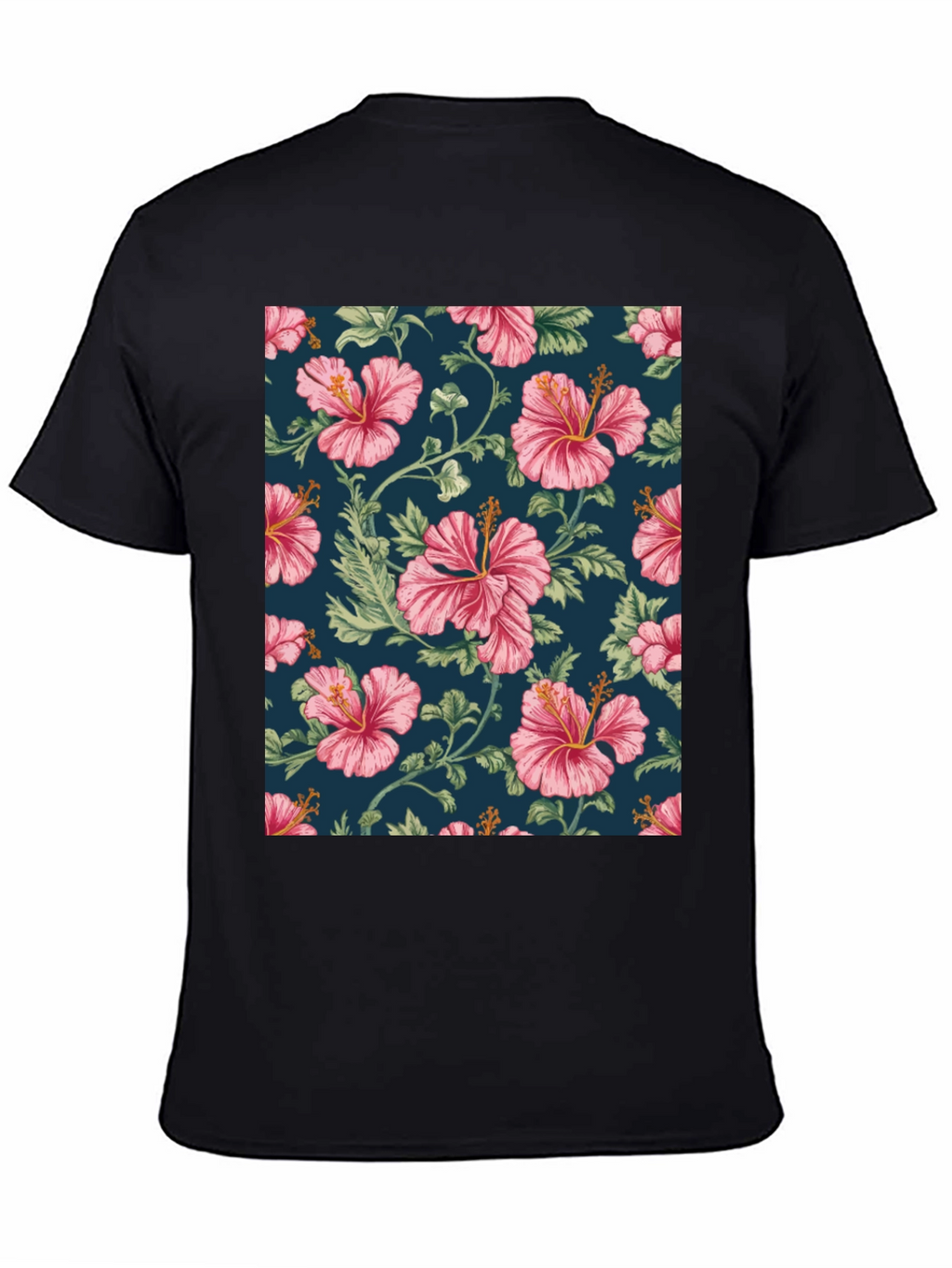 Floral Hibiscus Print Black T-Shirt