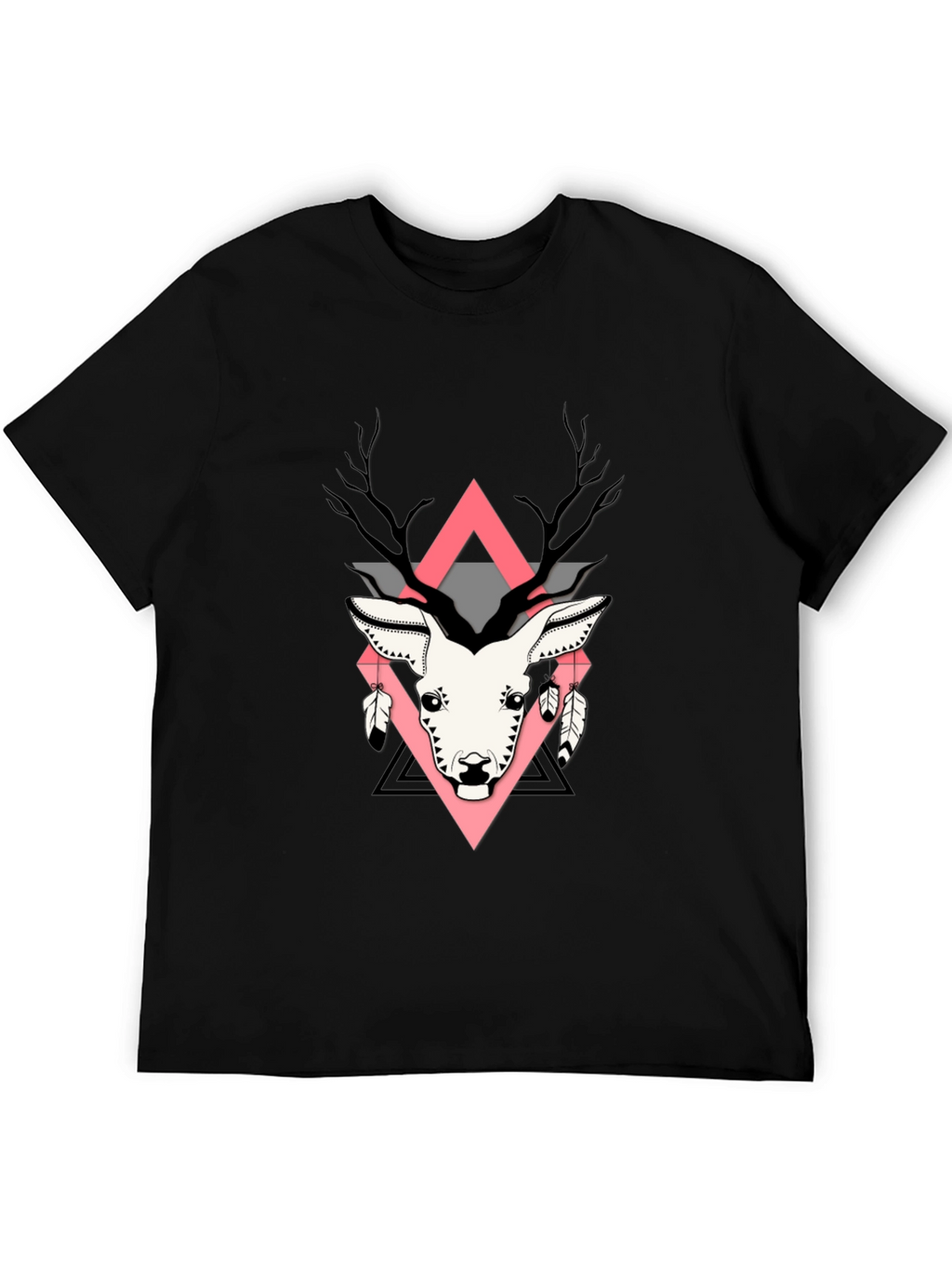 Geometric Deer Graphic Print T-Shirt