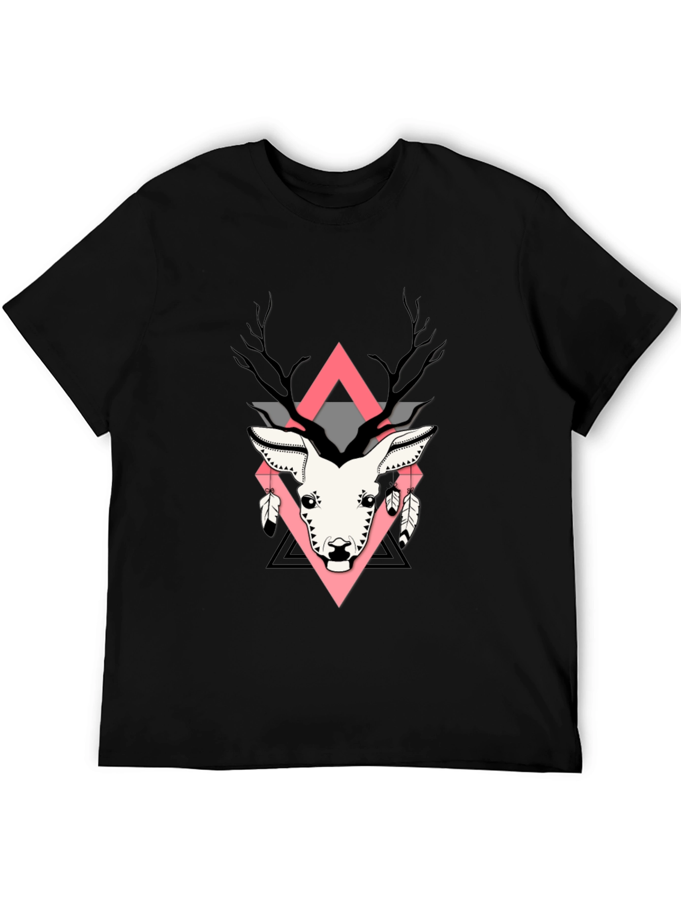 Geometric Deer Graphic Print T-Shirt