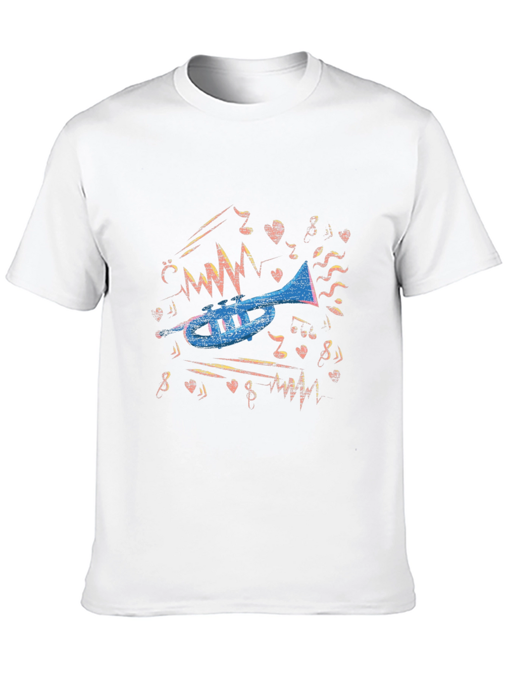 Musical Trumpet Graphic Tee - Black Cotton T-Shirt