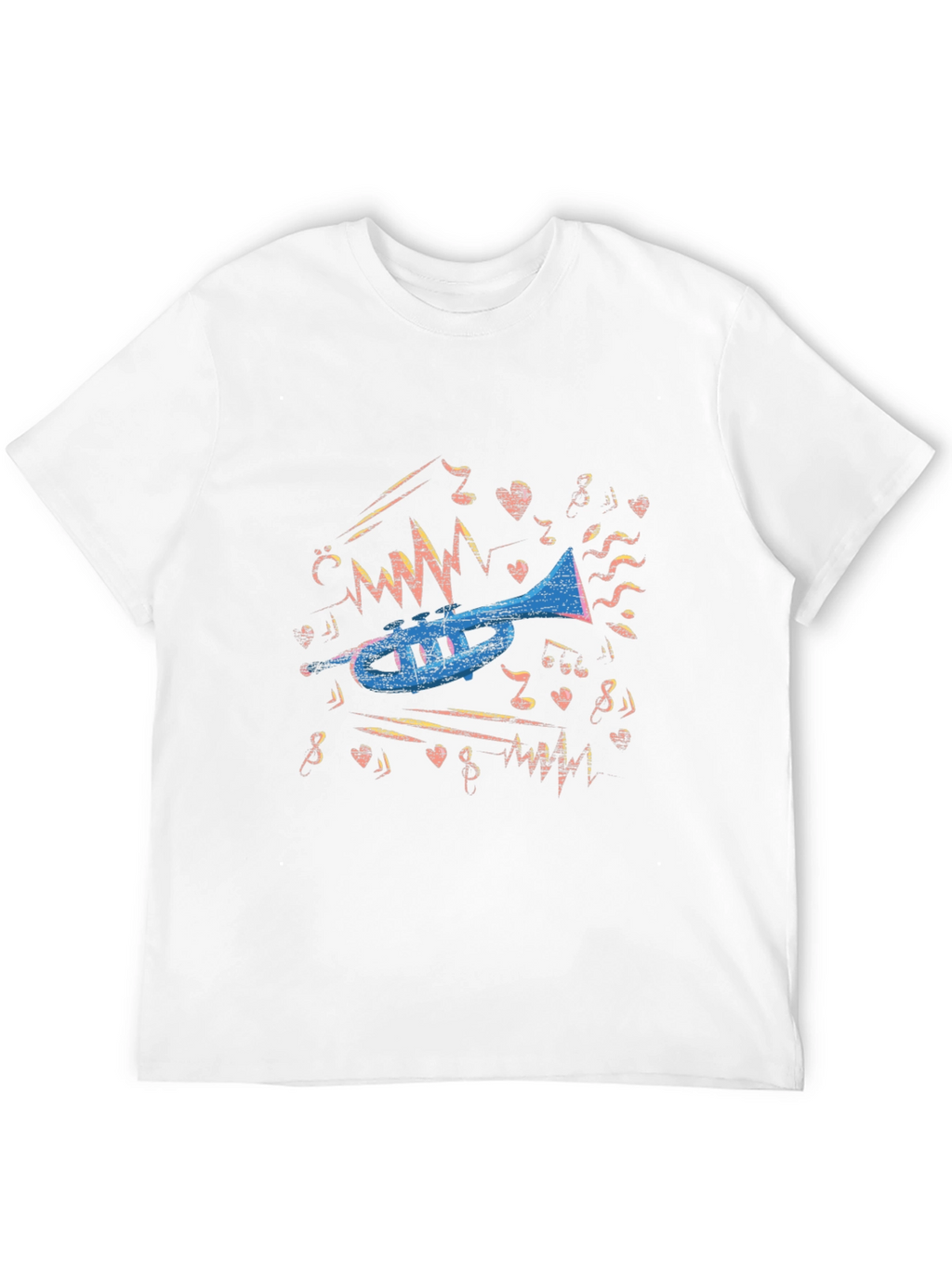 Musical Trumpet Graphic Tee - Black Cotton T-Shirt
