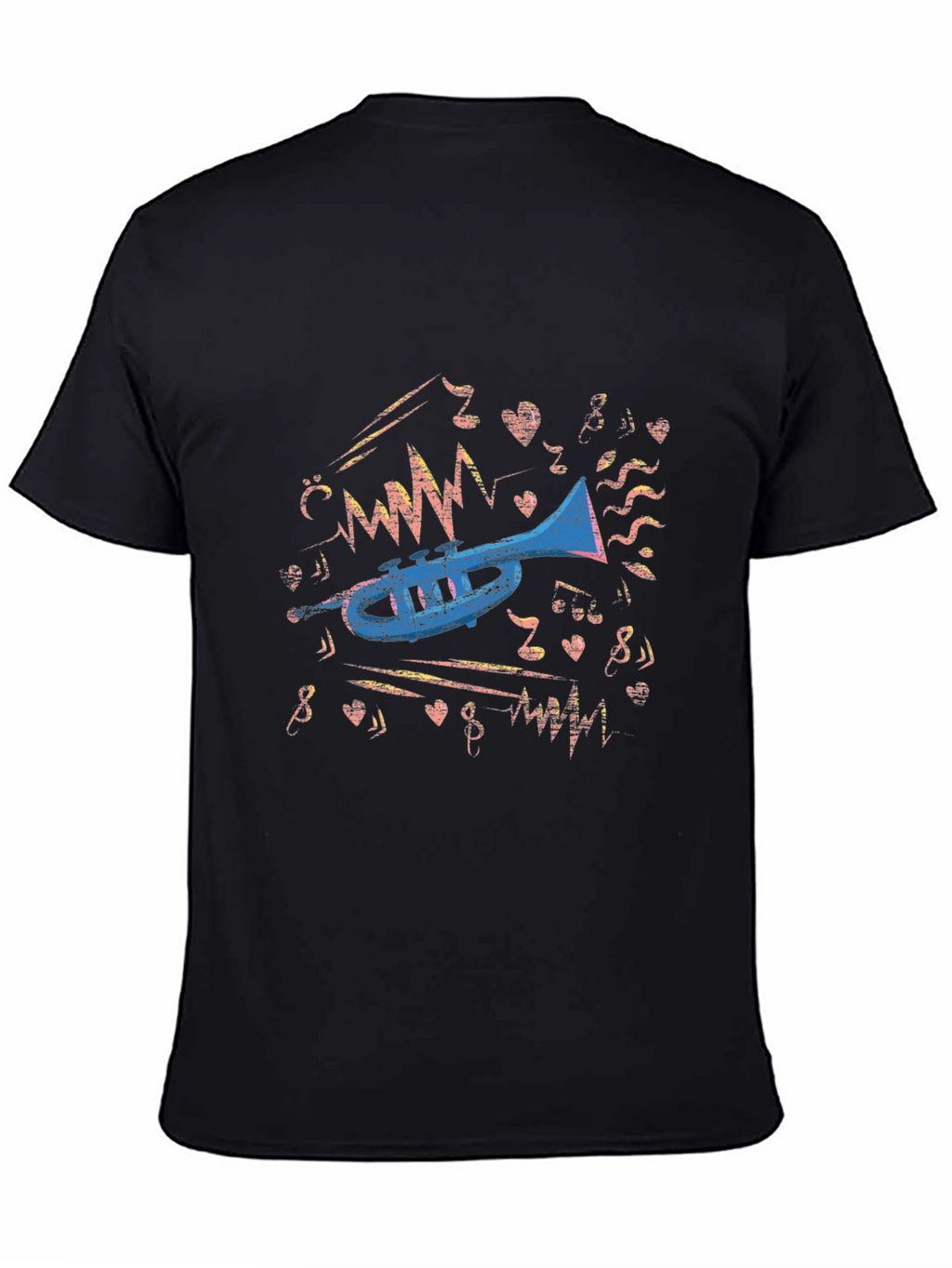 Musical Trumpet Graphic Tee - Black Cotton T-Shirt