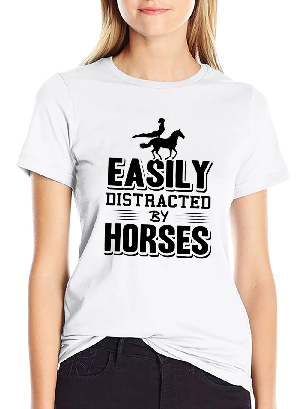 Easily Distracted by Horses Black T-Shirt