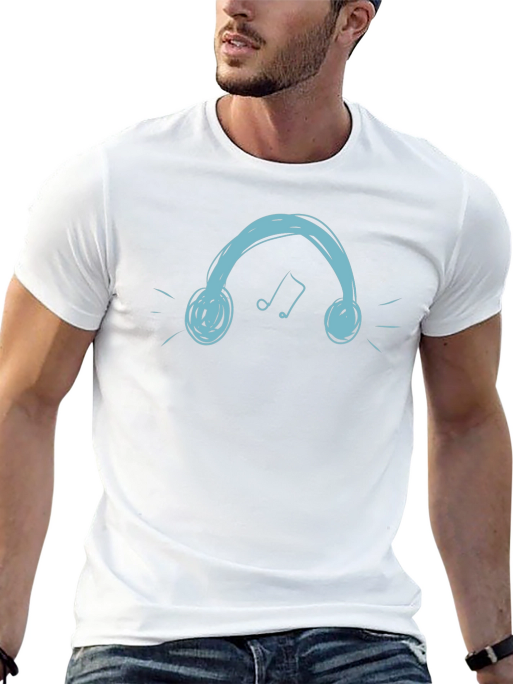 Headphones Graphic Tee - Cool Black T-Shirt
