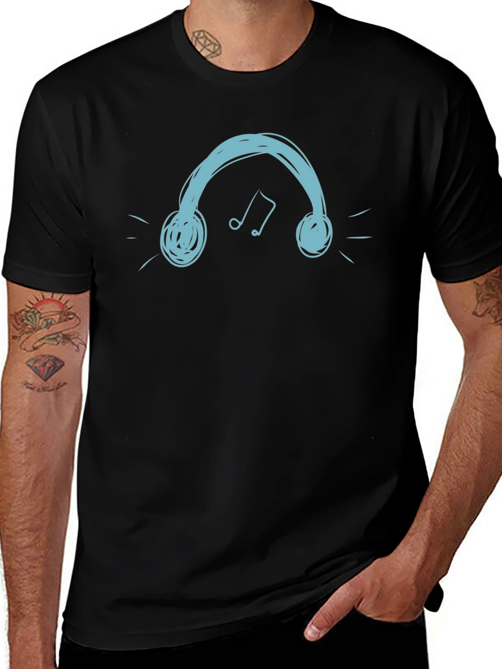 Headphones Graphic Tee - Cool Black T-Shirt