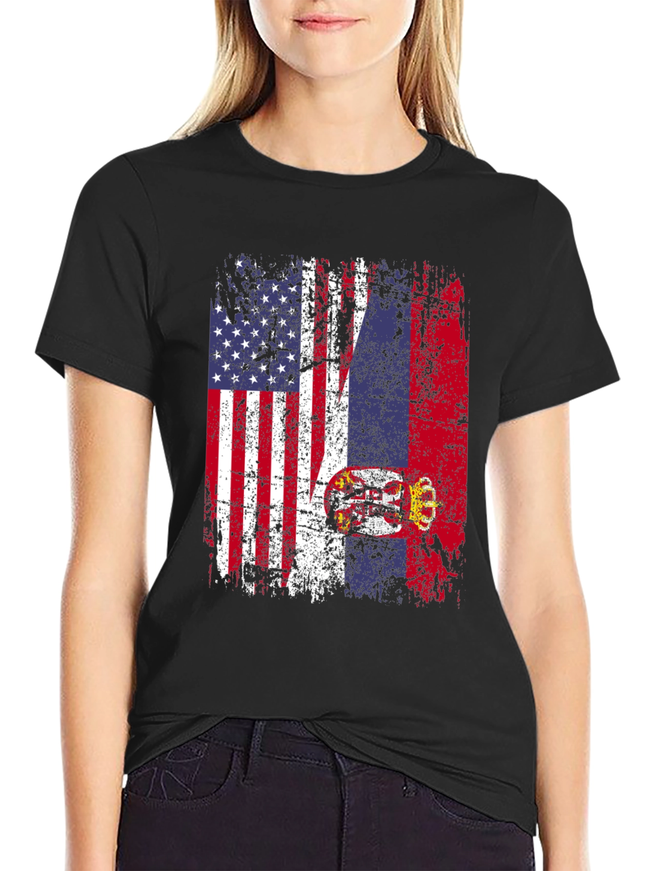 USA Serbia Flag Graphic T-Shirt