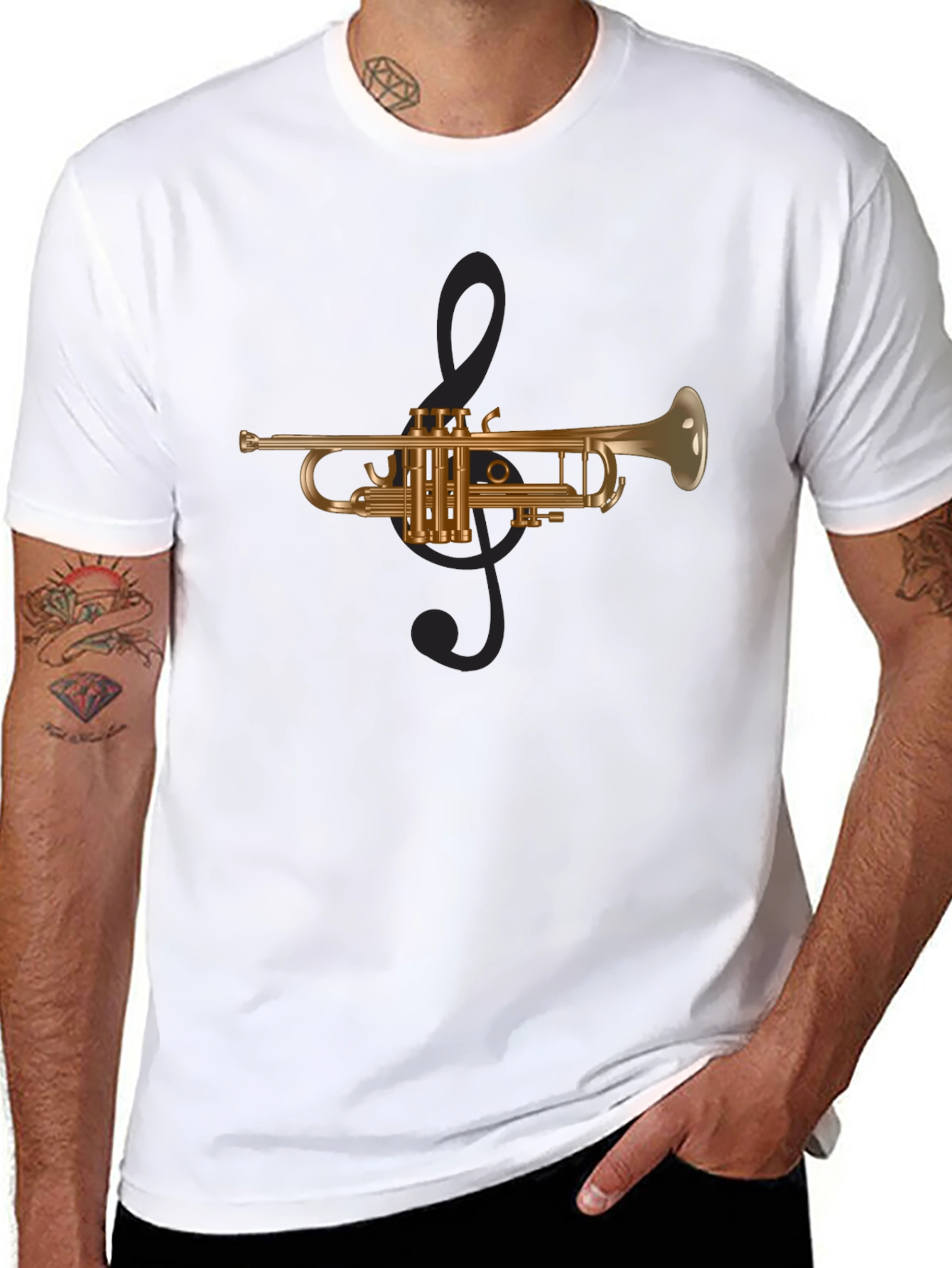 Musical Trumpet Graphic Tee - Black T-Shirt