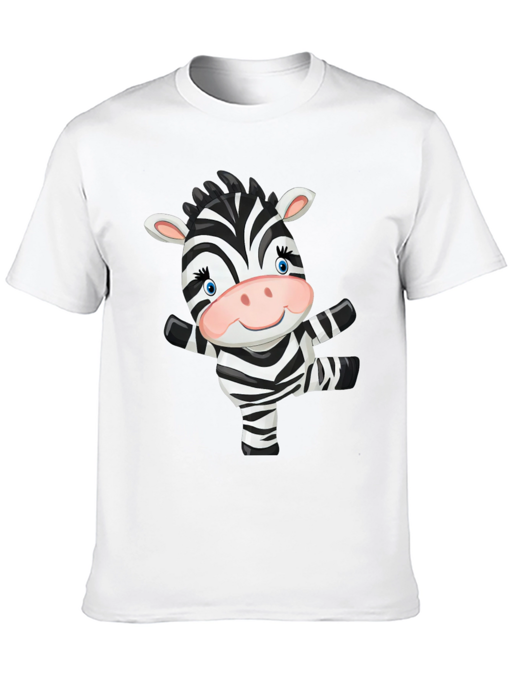 Zebra Cartoon Black T-Shirt