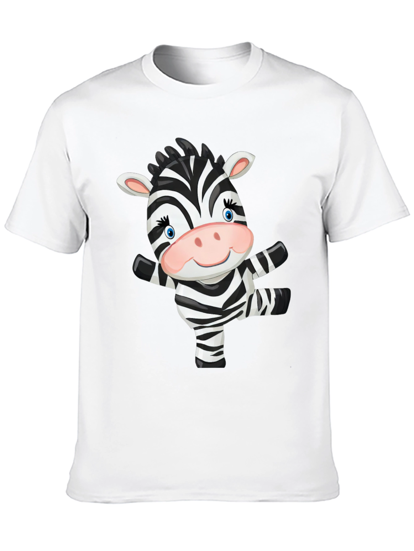Zebra Cartoon Black T-Shirt
