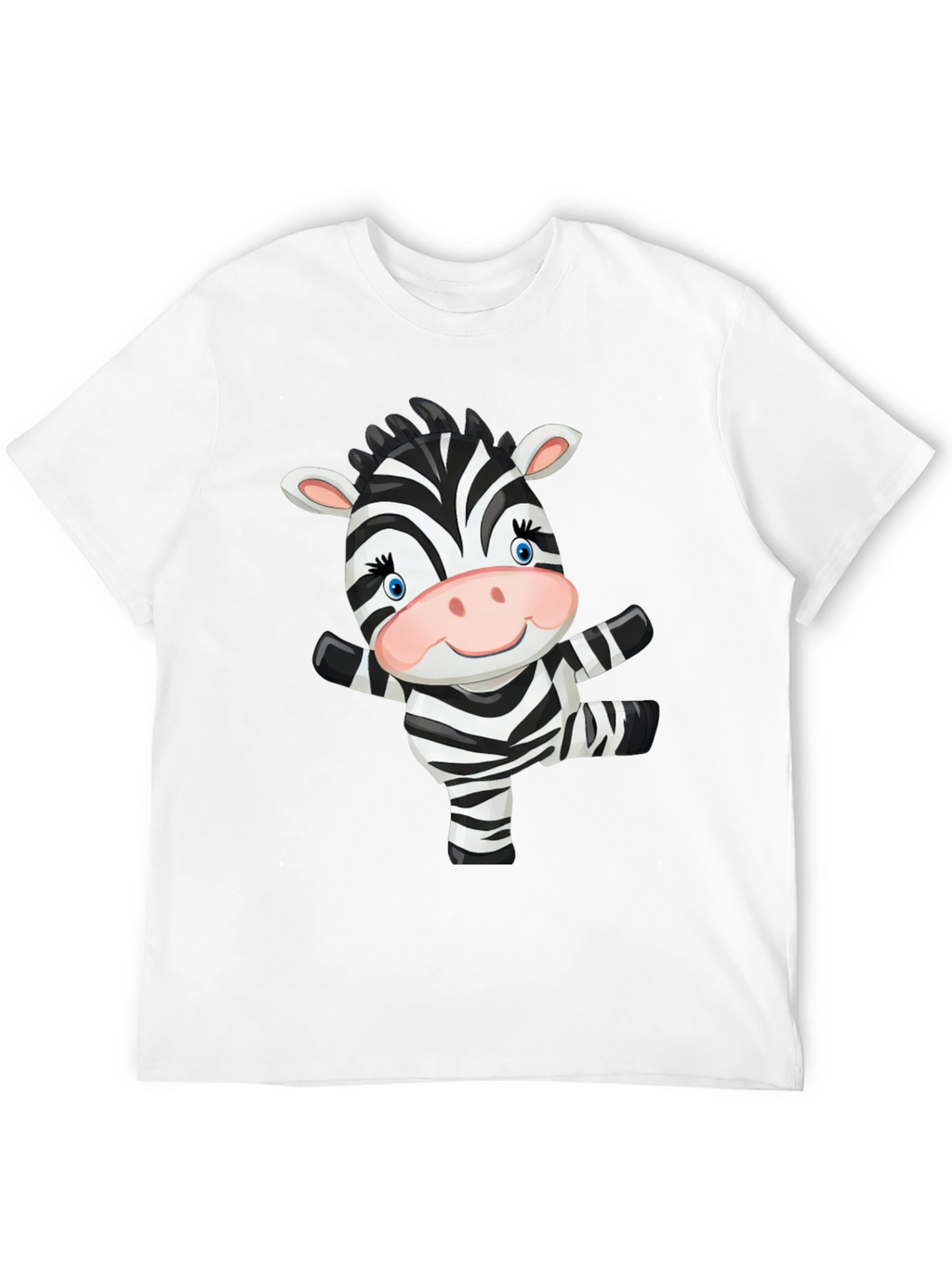 Zebra Cartoon Black T-Shirt