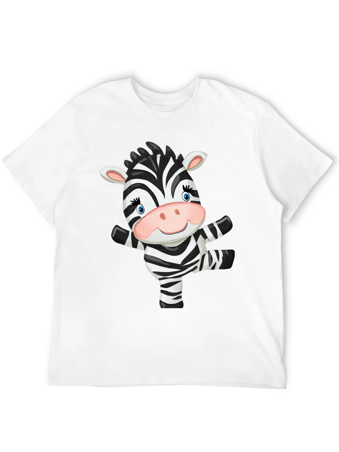 Zebra Cartoon Black T-Shirt