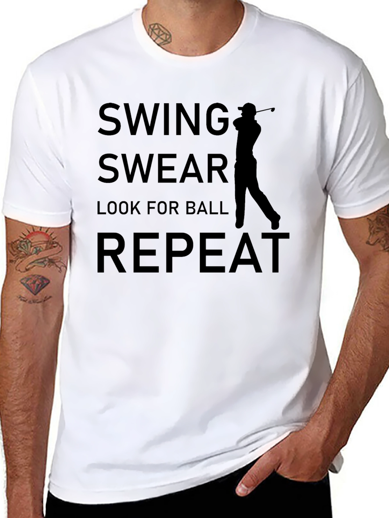 Golf T-Shirt: Swing Swear Look for Ball Repeat