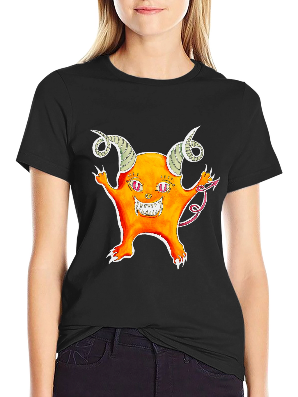 Monster Graphic Tee - Black Cotton T-Shirt