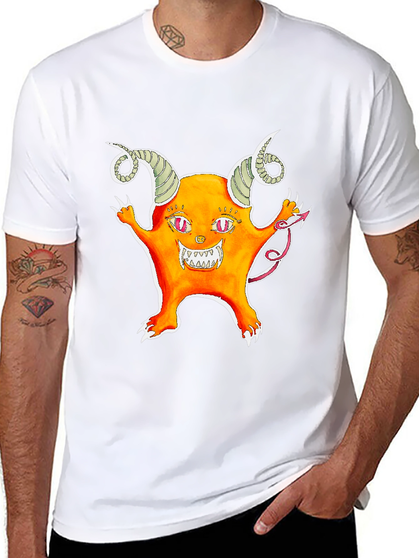 Monster Graphic Tee - Black Cotton T-Shirt
