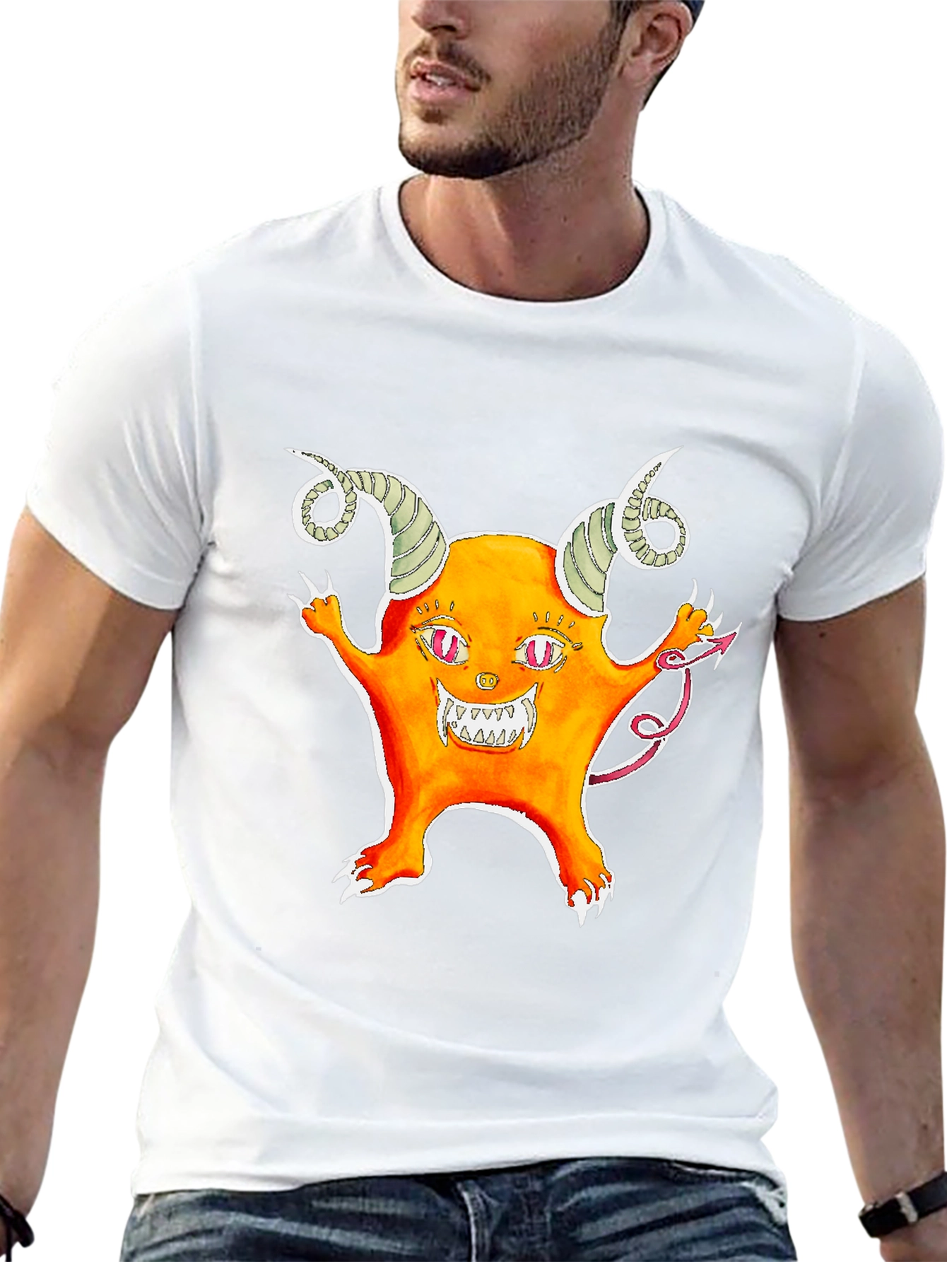Monster Graphic Tee - Black Cotton T-Shirt