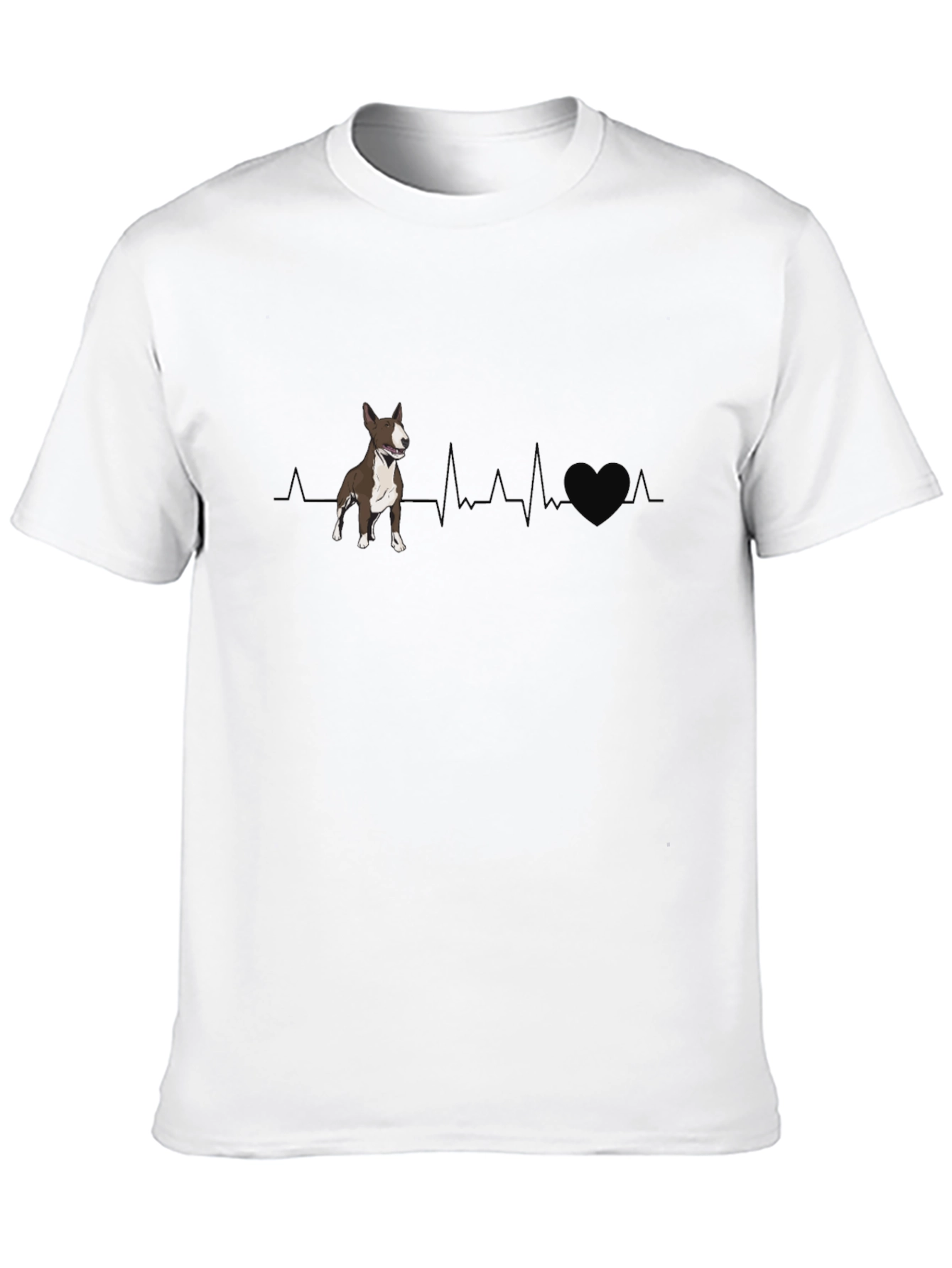 Dog Heartbeat Graphic T-Shirt - Bull Terrier Love