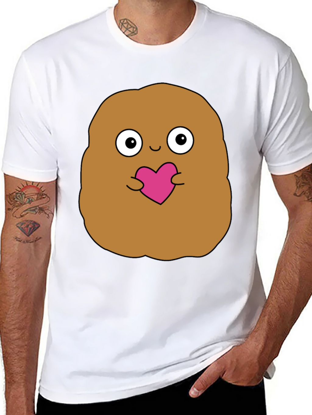 Cute Potato Holding Heart Graphic T-Shirt