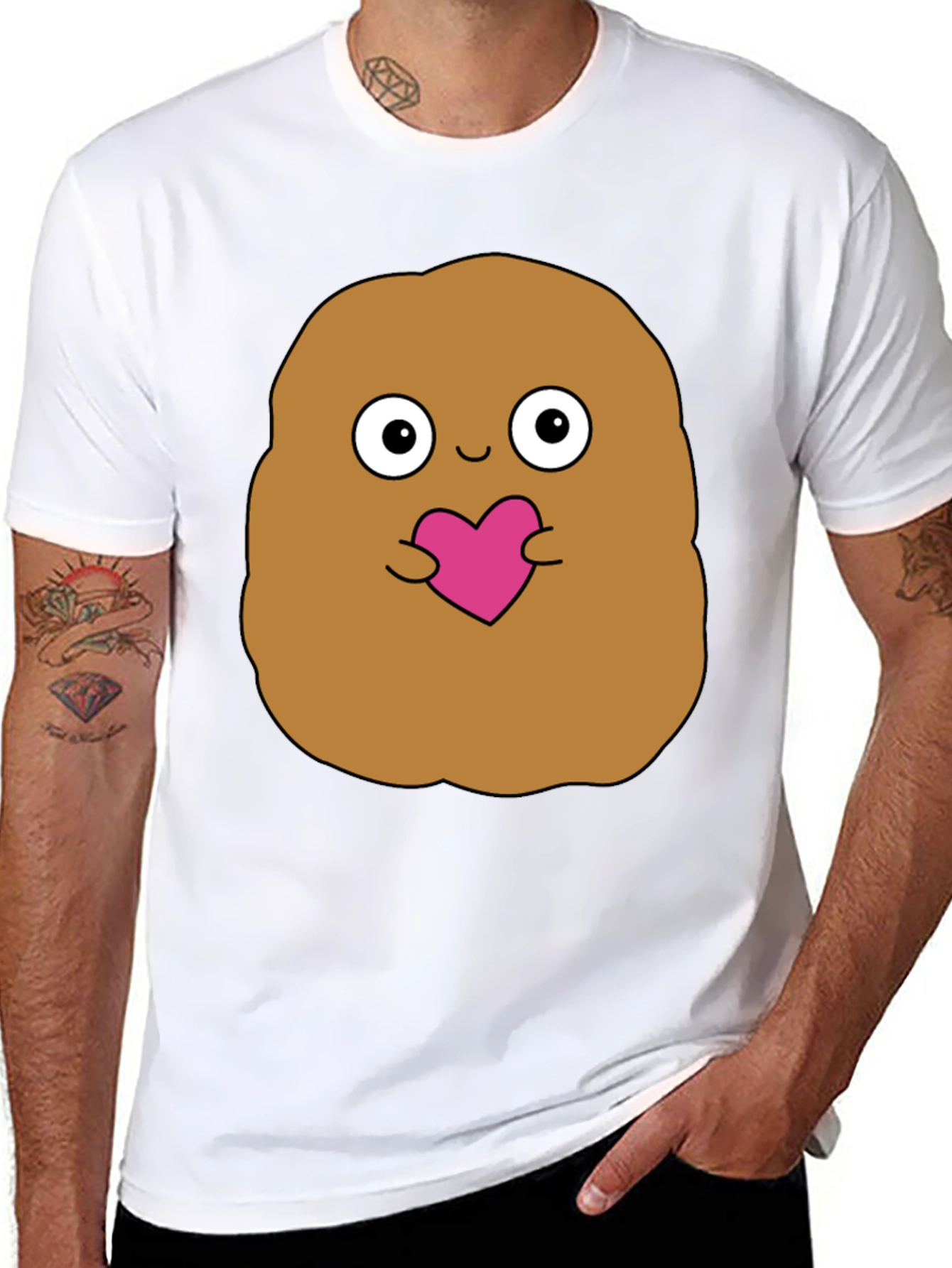 Cute Potato Holding Heart Graphic T-Shirt