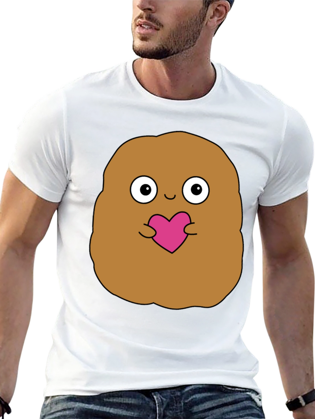 Cute Potato Holding Heart Graphic T-Shirt