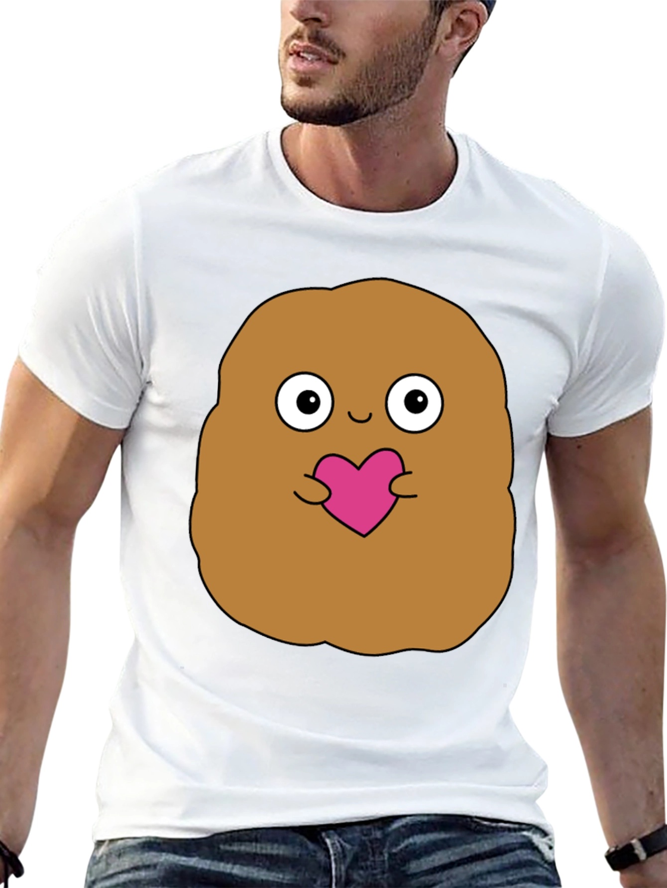 Cute Potato Holding Heart Graphic T-Shirt