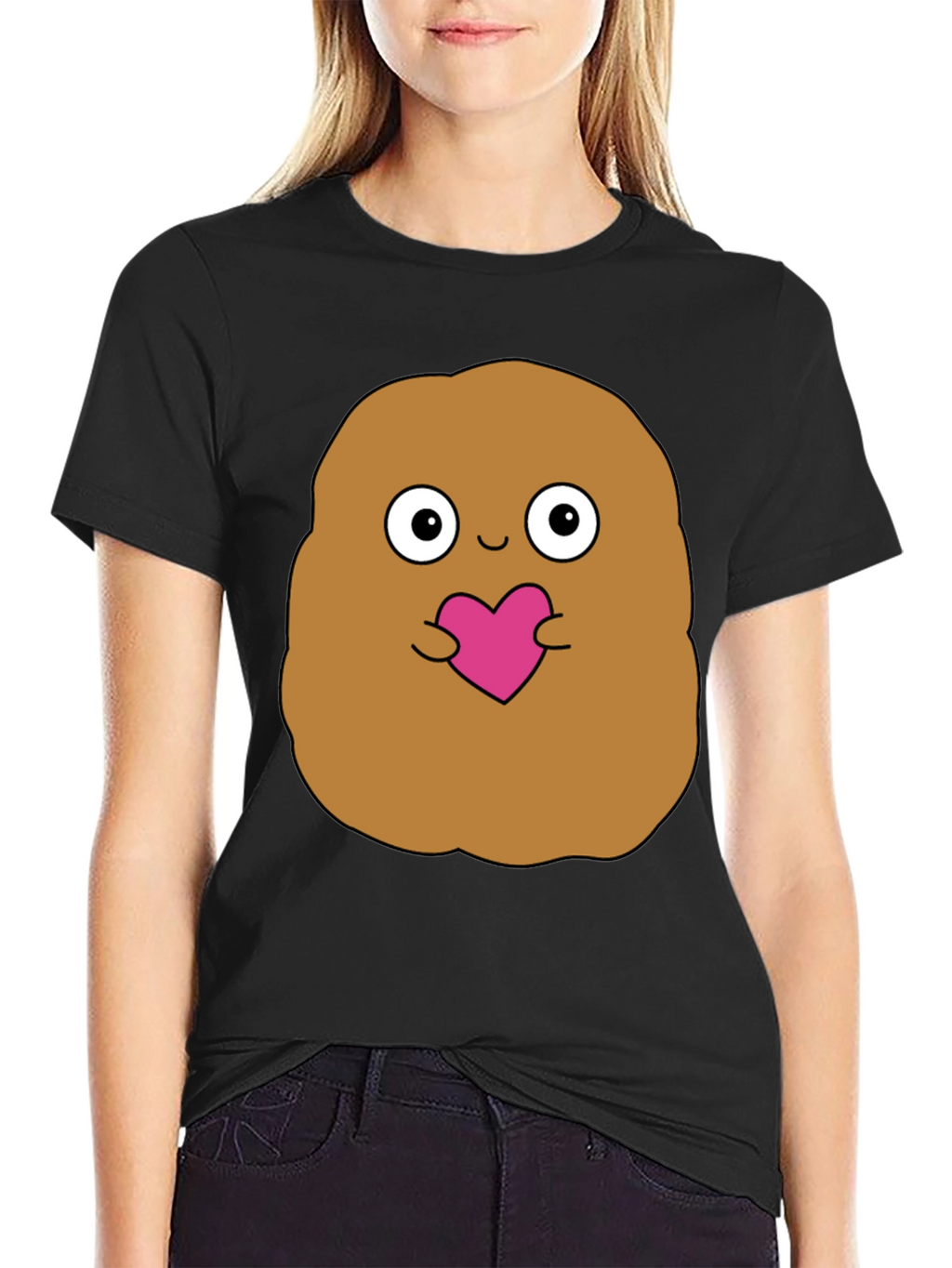 Cute Potato Holding Heart Graphic T-Shirt