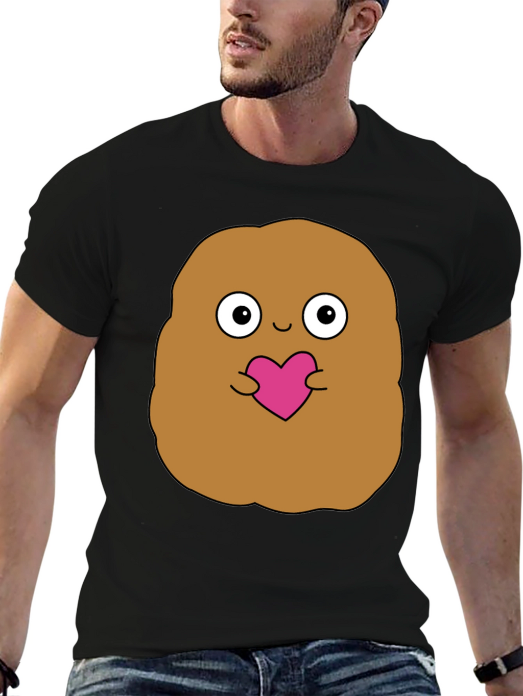 Cute Potato Holding Heart Graphic T-Shirt