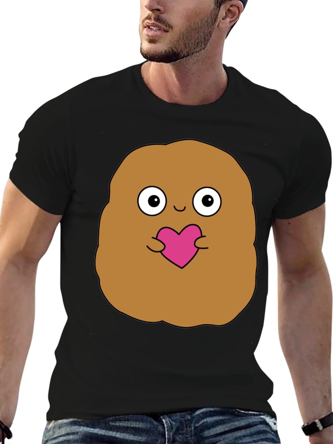 Cute Potato Holding Heart Graphic T-Shirt