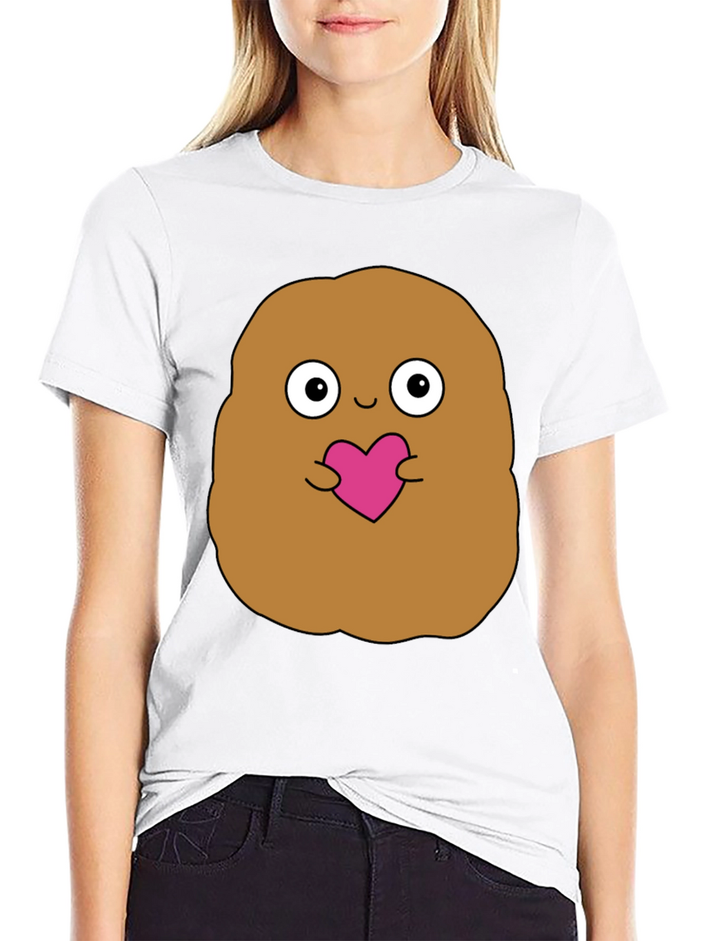 Cute Potato Holding Heart Graphic T-Shirt