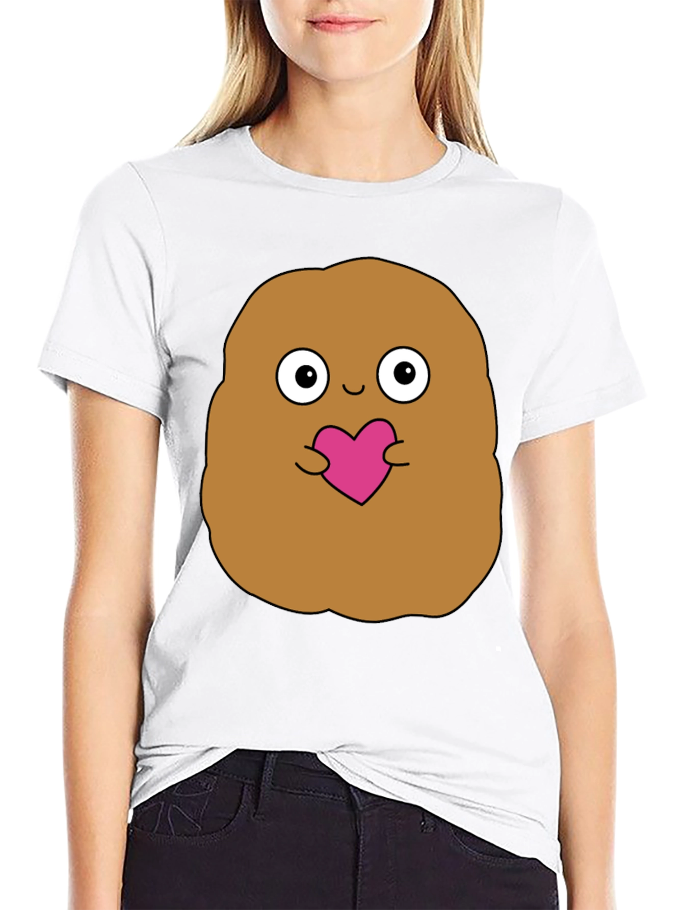 Cute Potato Holding Heart Graphic T-Shirt