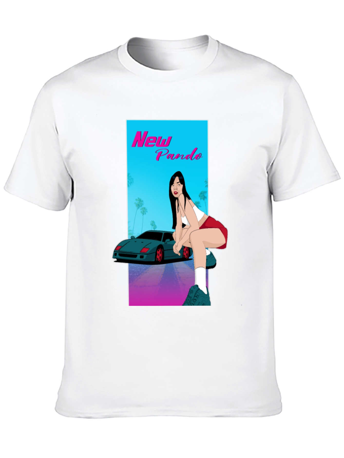 New Pando Car and Girl Graphic T-Shirt