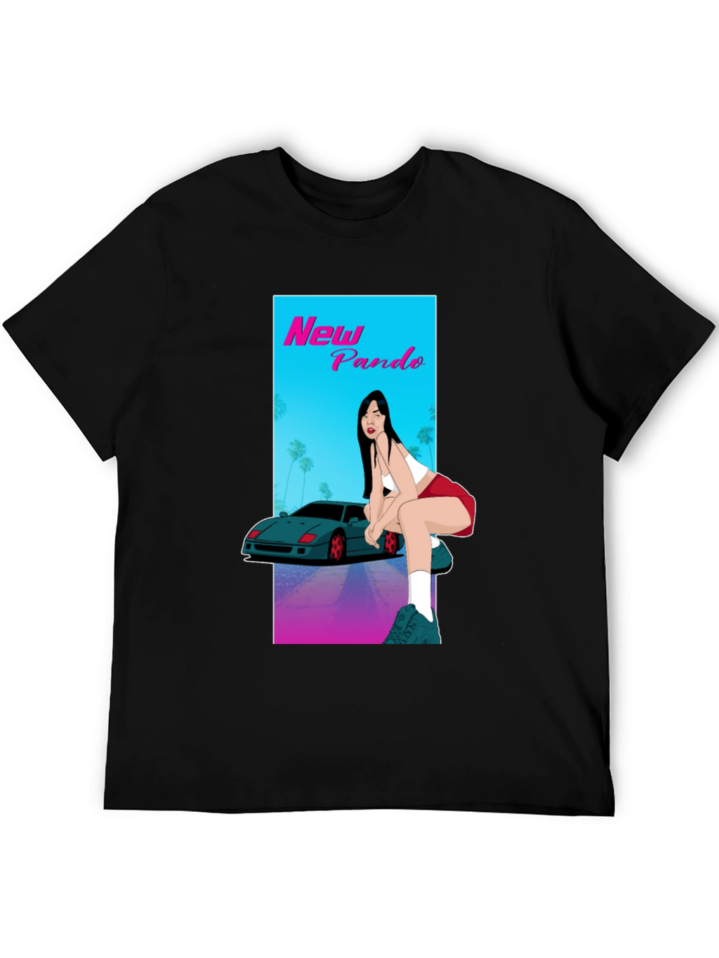 New Pando Car and Girl Graphic T-Shirt