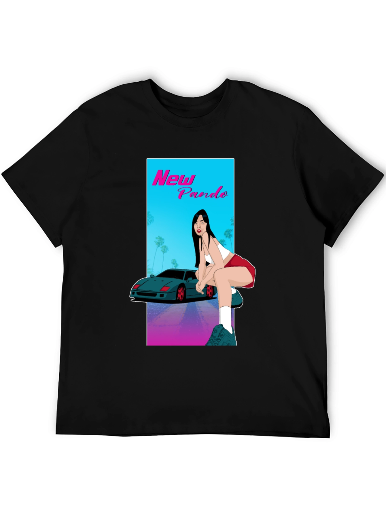 New Pando Car and Girl Graphic T-Shirt