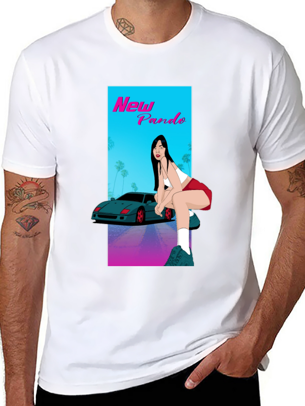 New Pando Car and Girl Graphic T-Shirt