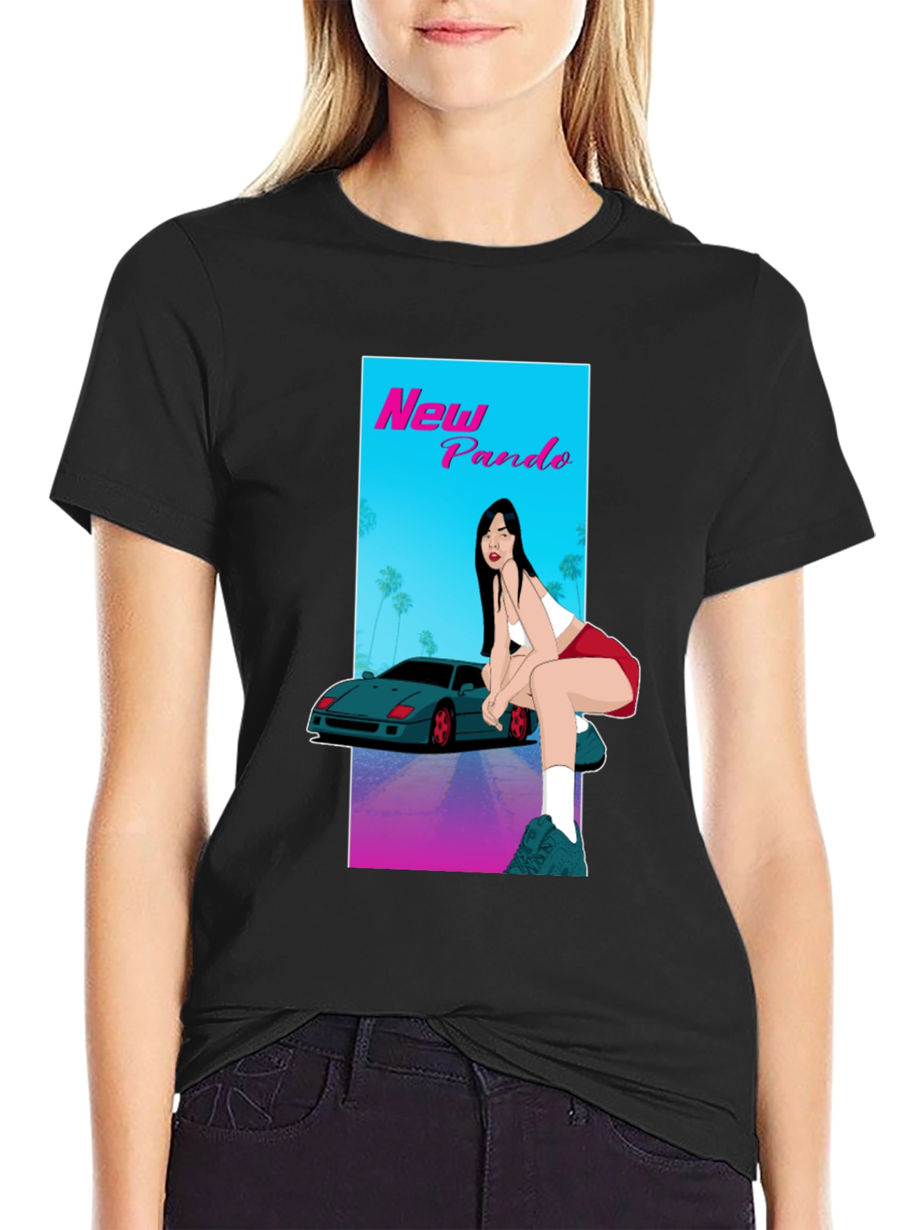 New Pando Car and Girl Graphic T-Shirt