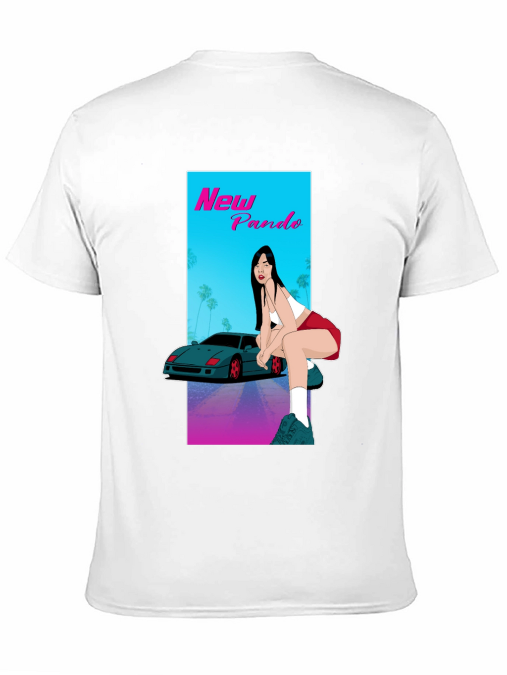 New Pando Car and Girl Graphic T-Shirt