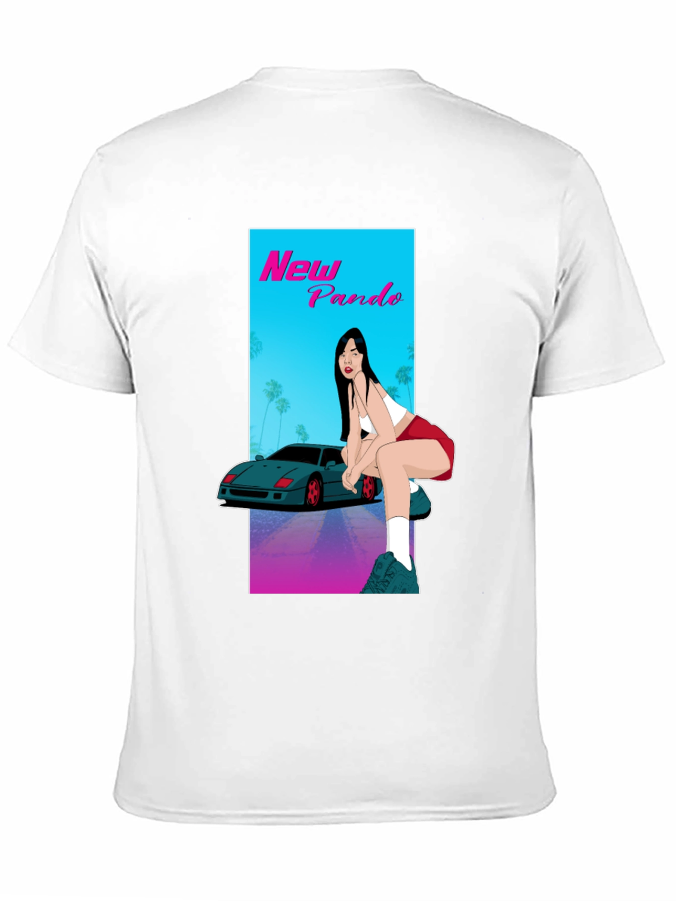 New Pando Car and Girl Graphic T-Shirt
