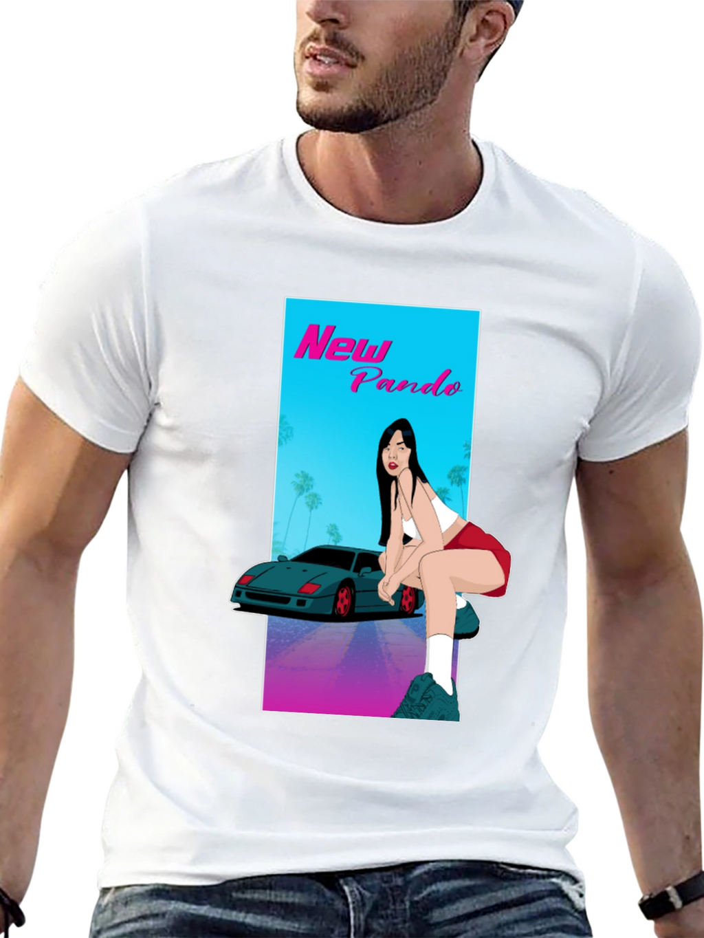 New Pando Car and Girl Graphic T-Shirt