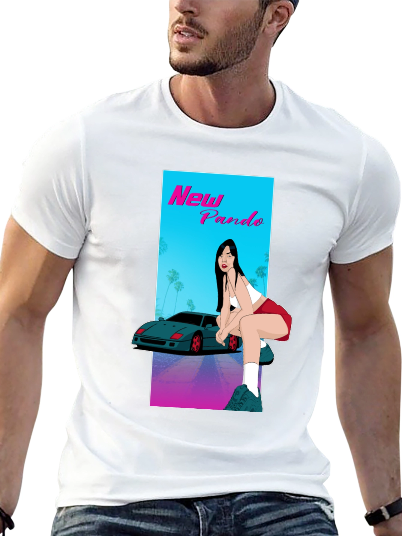 New Pando Car and Girl Graphic T-Shirt
