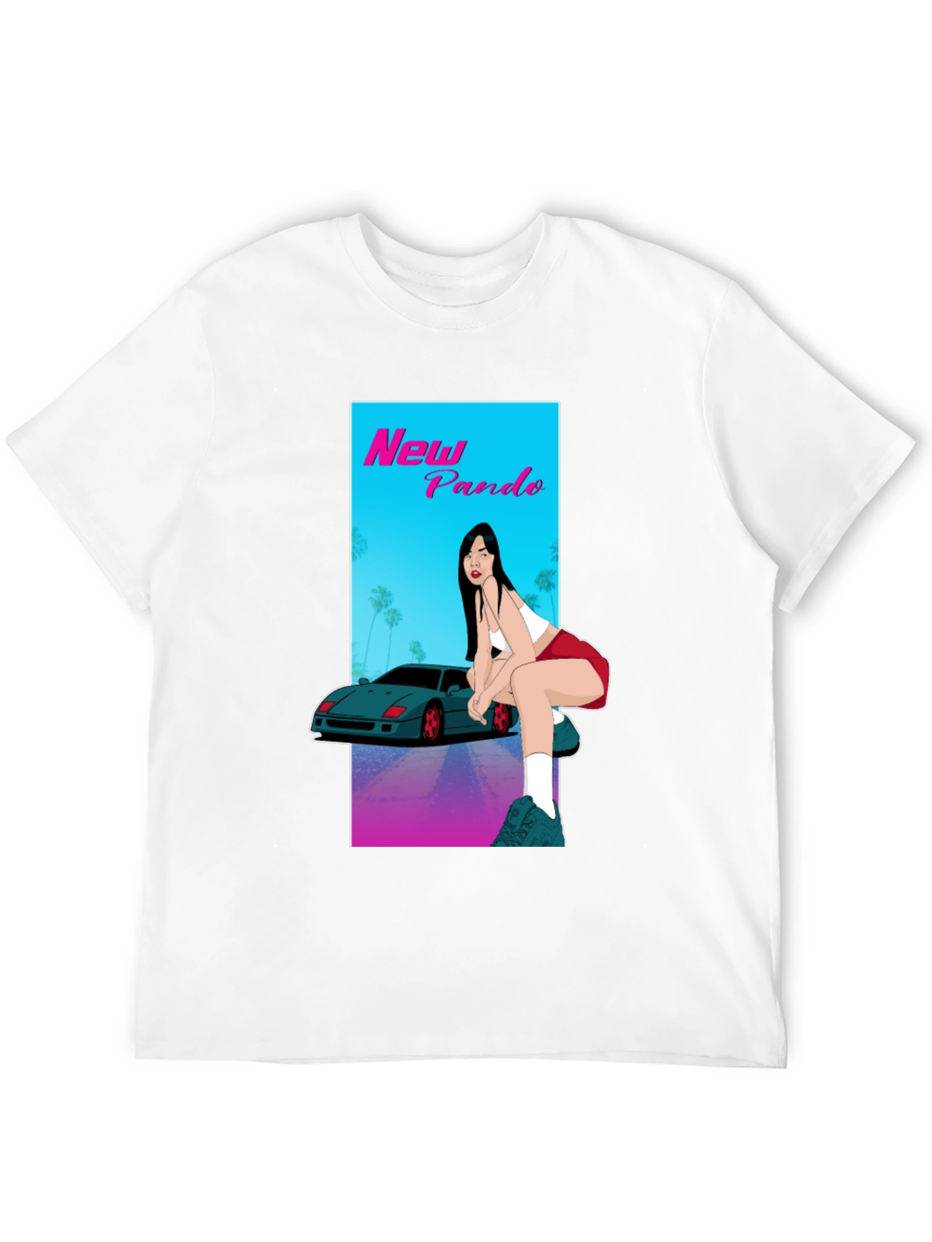 New Pando Car and Girl Graphic T-Shirt