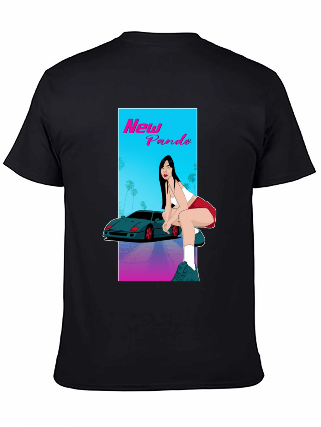 New Pando Car and Girl Graphic T-Shirt