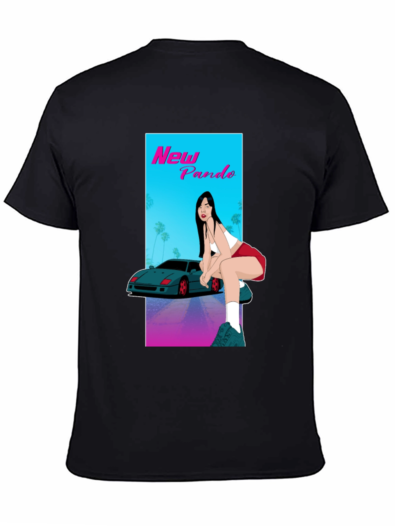 New Pando Car and Girl Graphic T-Shirt