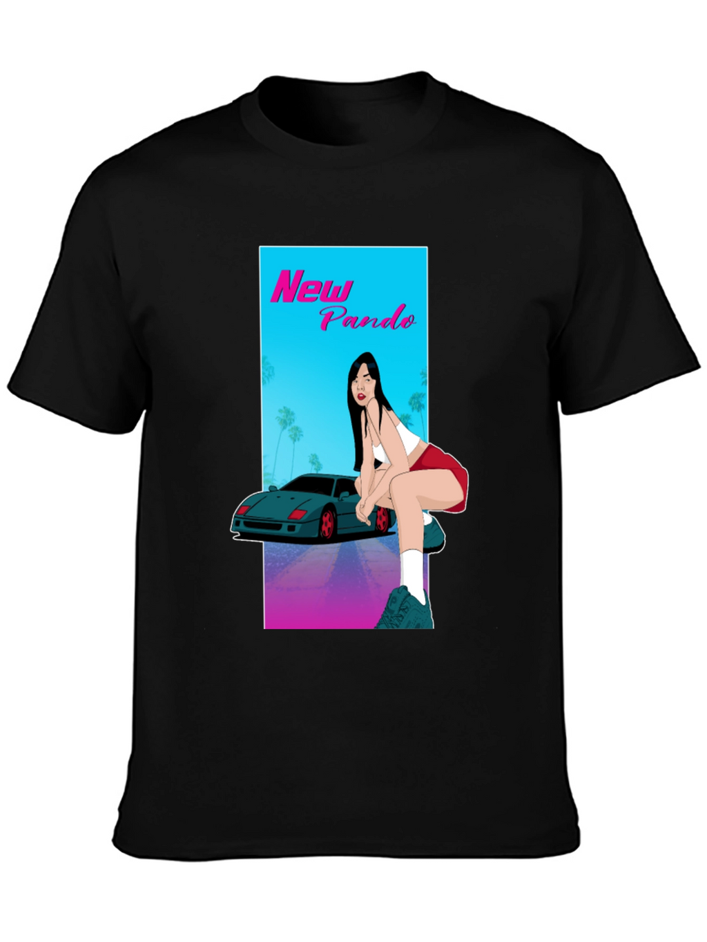 New Pando Car and Girl Graphic T-Shirt