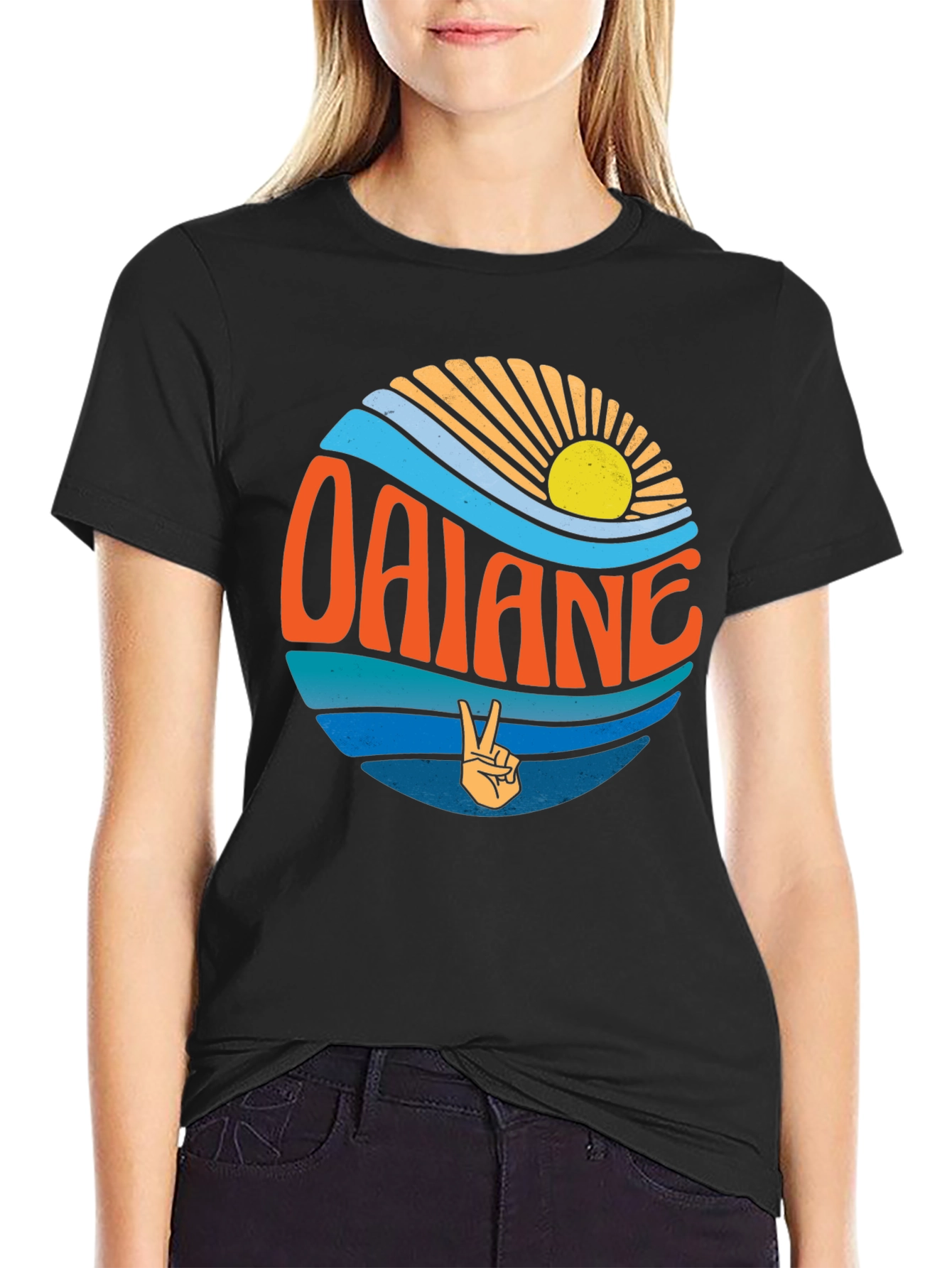 Retro Oalane Circle Graphic T-Shirt