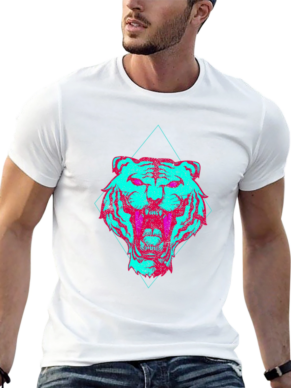 Vaporwave Tiger Graphic Tee - Edgy Style
