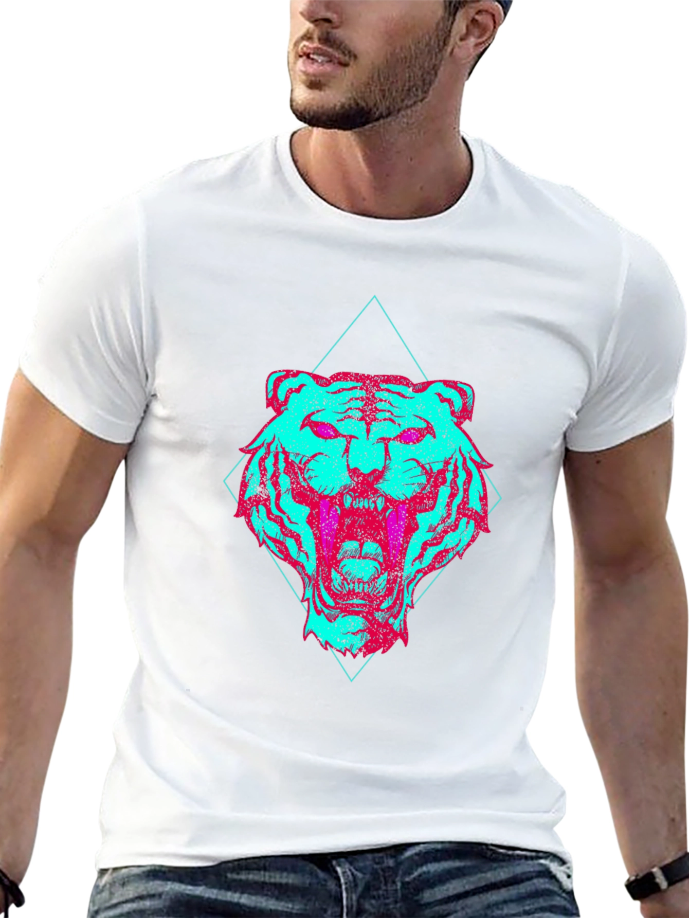 Vaporwave Tiger Graphic Tee - Edgy Style