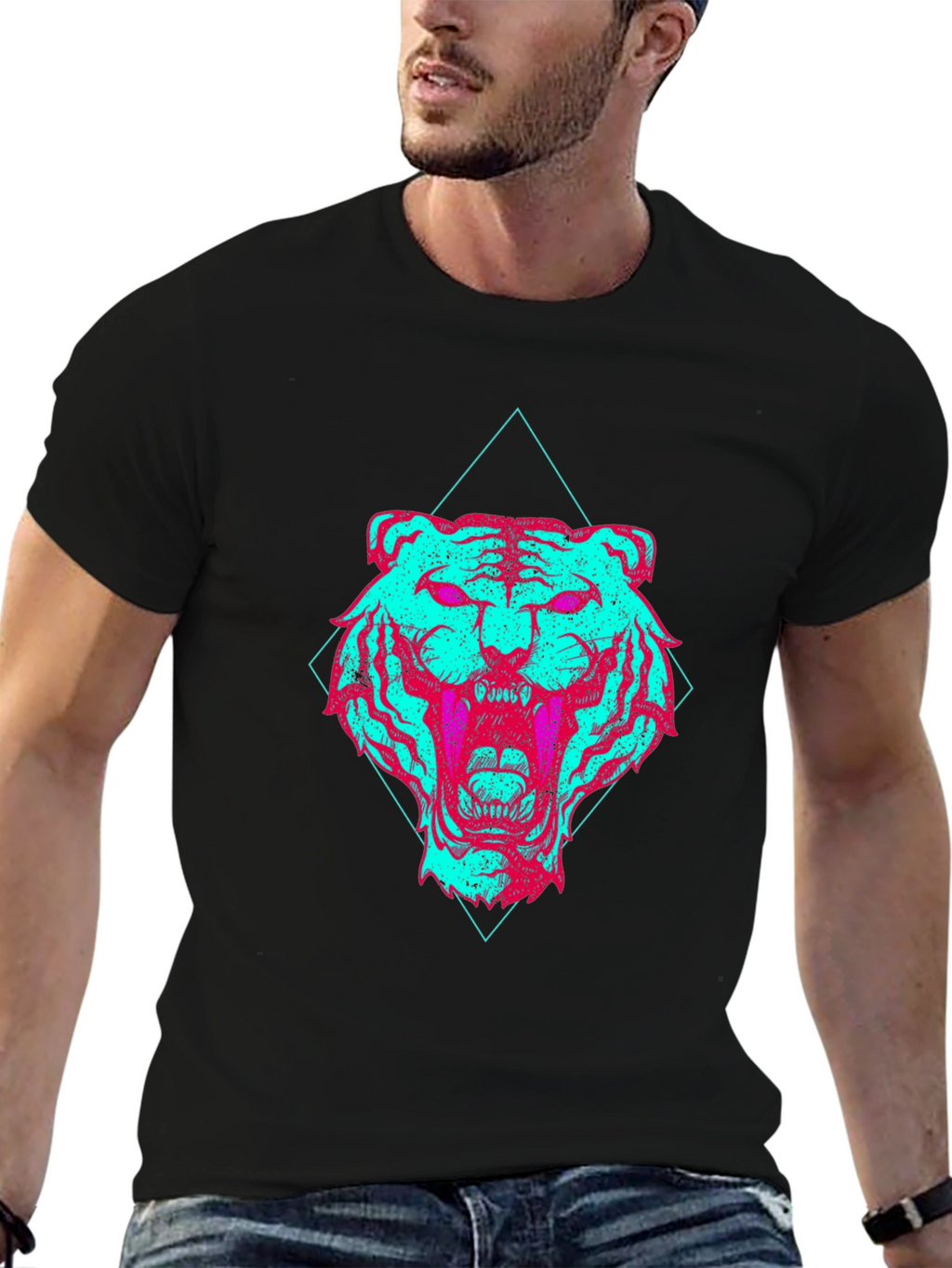 Vaporwave Tiger Graphic Tee - Edgy Style